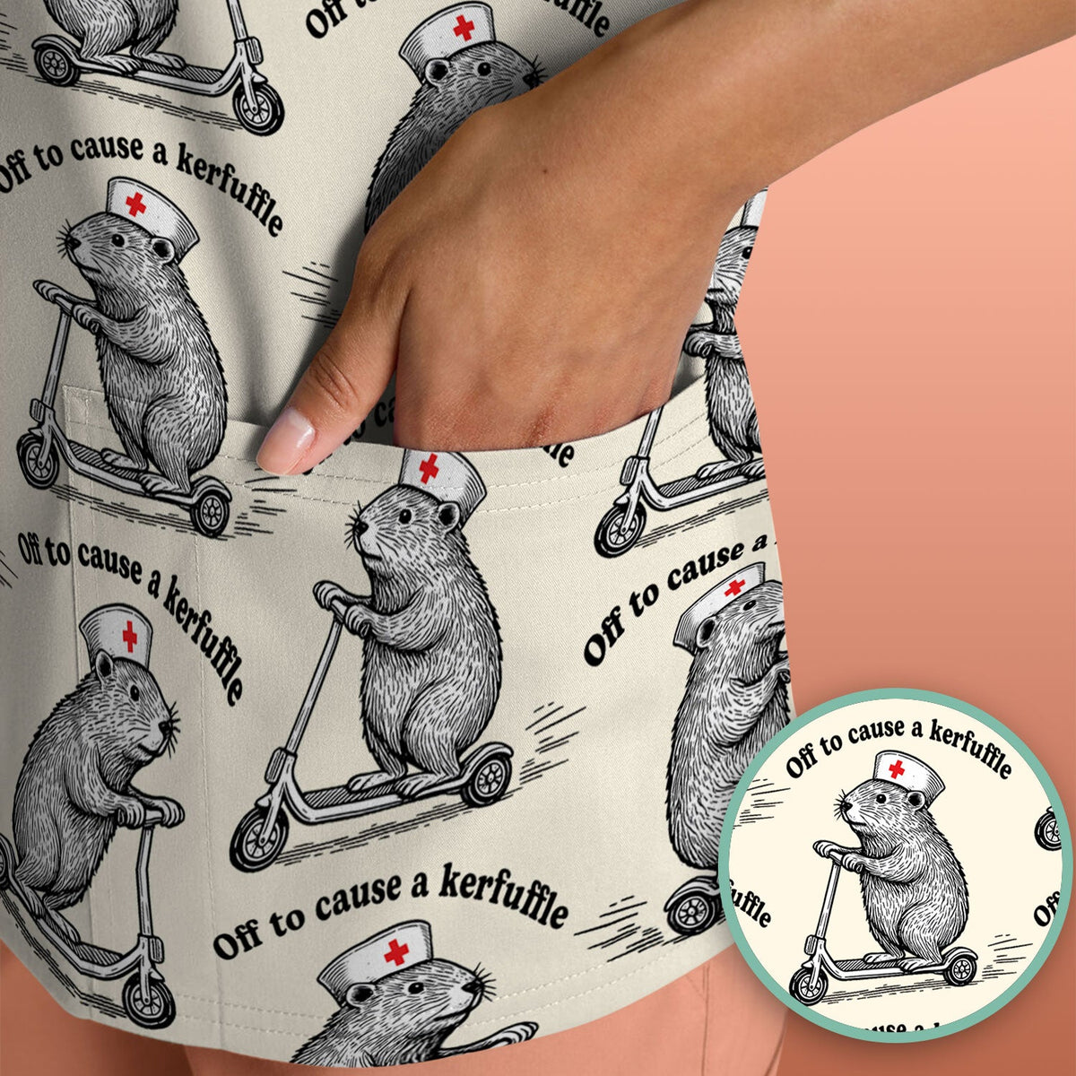 Mouse Scooter Nurse Scrub Top