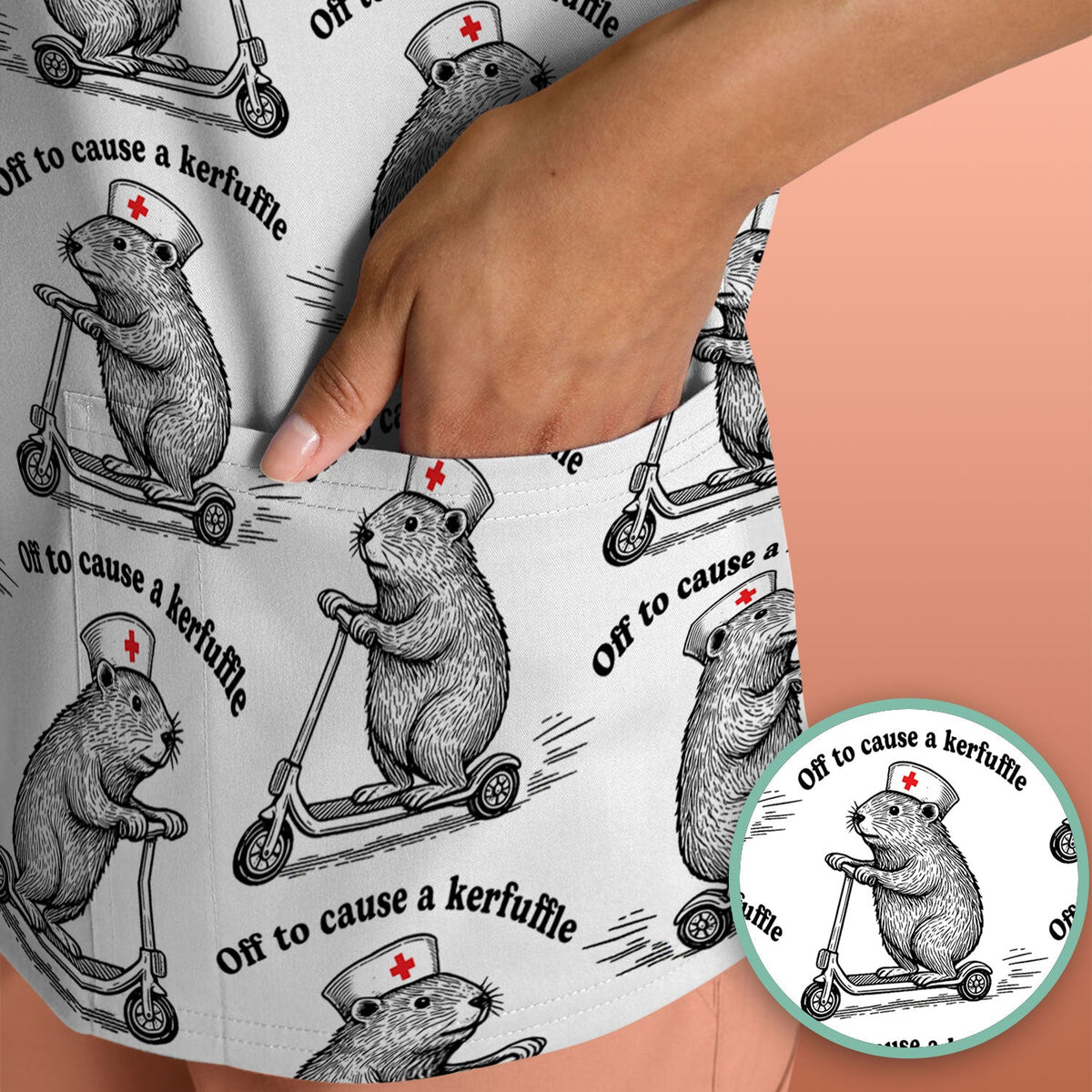 Mouse Scooter Nurse Scrub Top