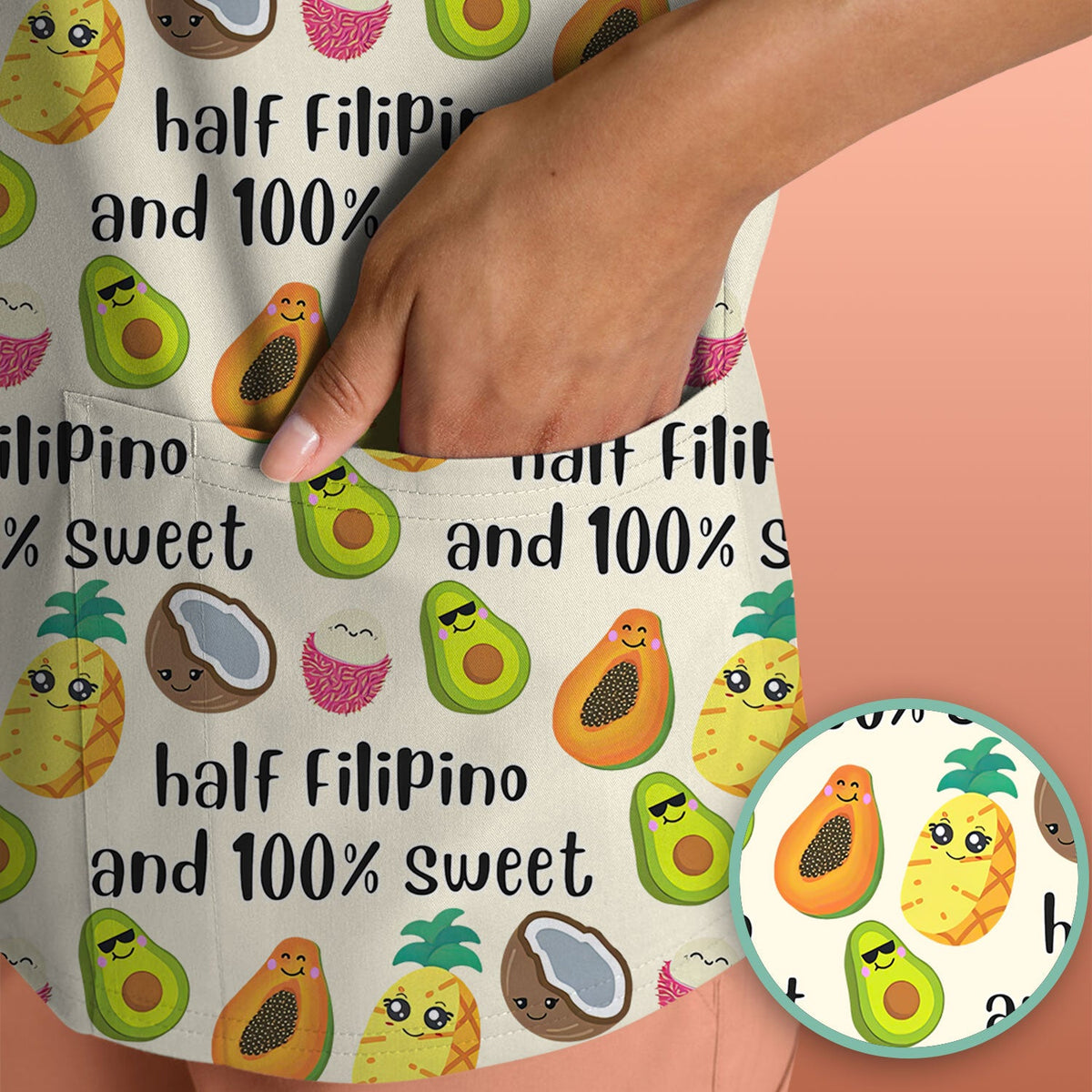 Avocado Fruit Filipino Quote Nurse Scrub Top