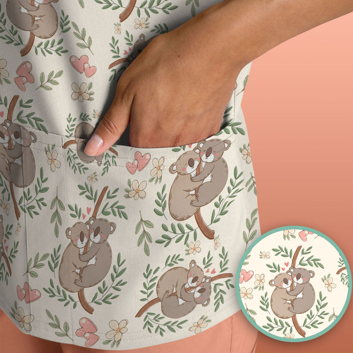 Koala Love Nurse Scrub Top