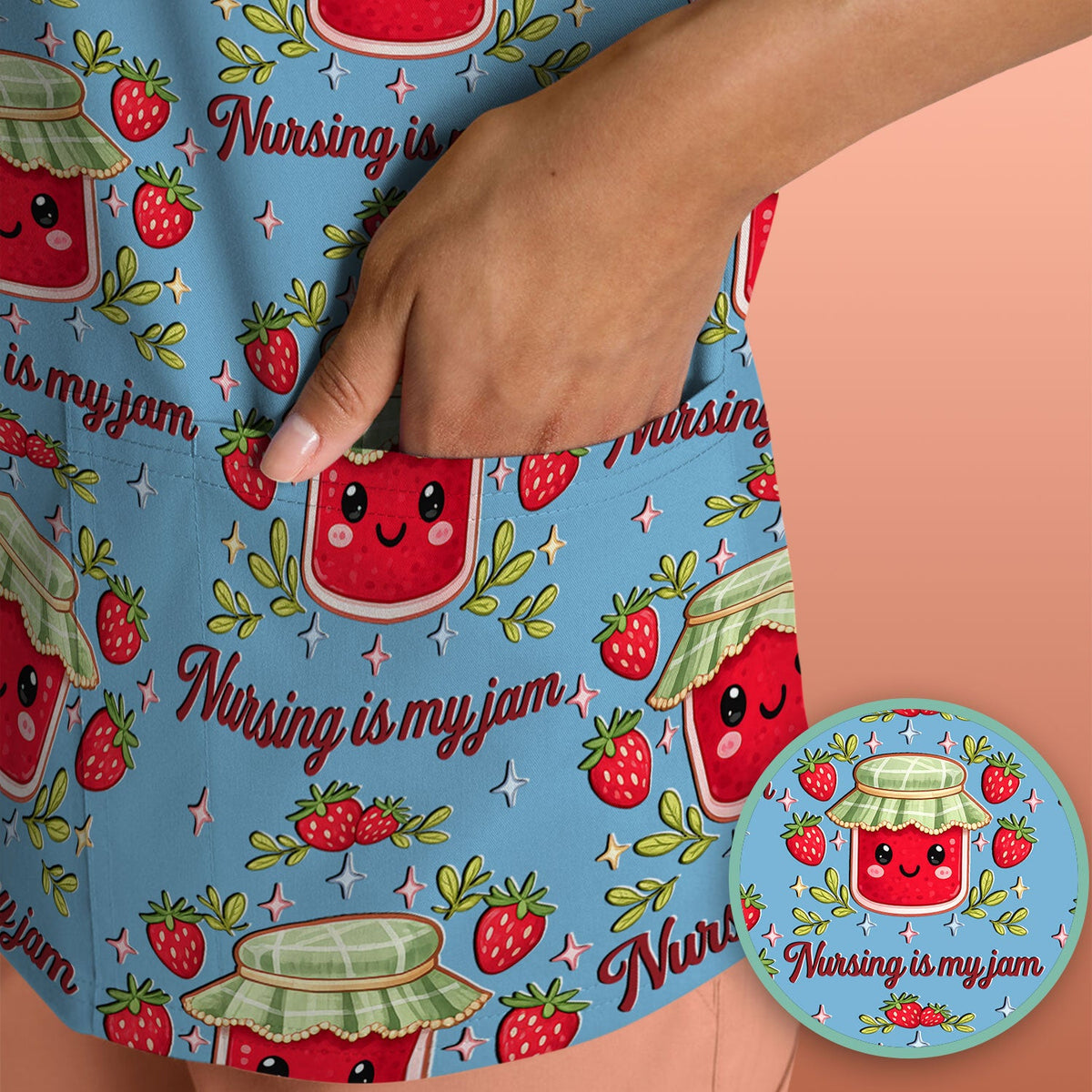 Strawberry Jam Nurse Scrub Top