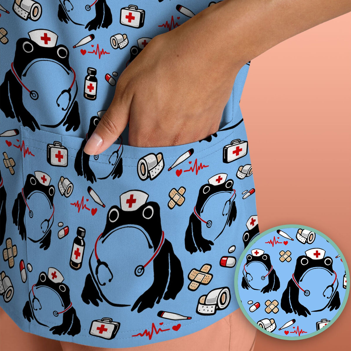 Frog Medical Nurse Scrub Top