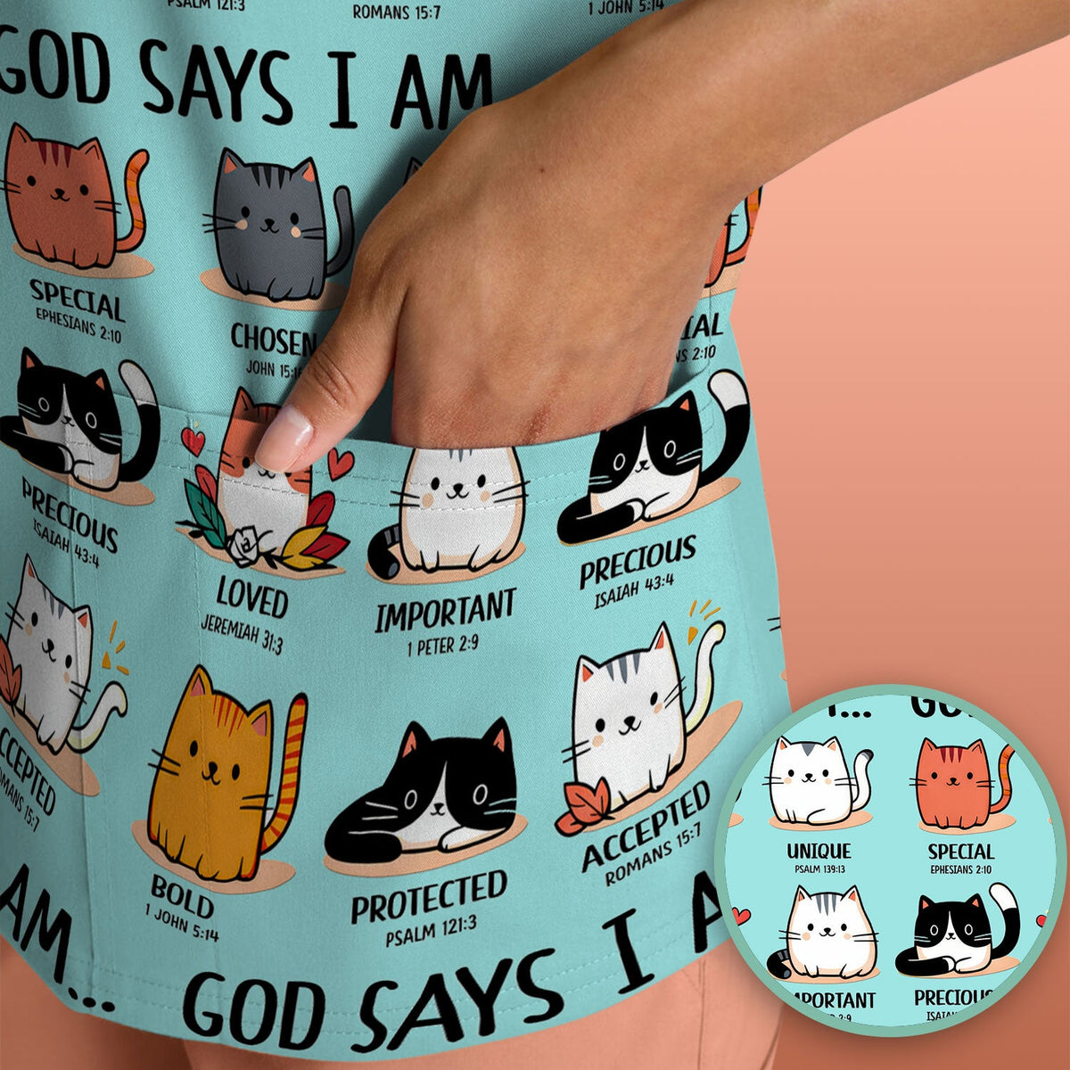 Cat God Says I Am Nurse Scrub Top