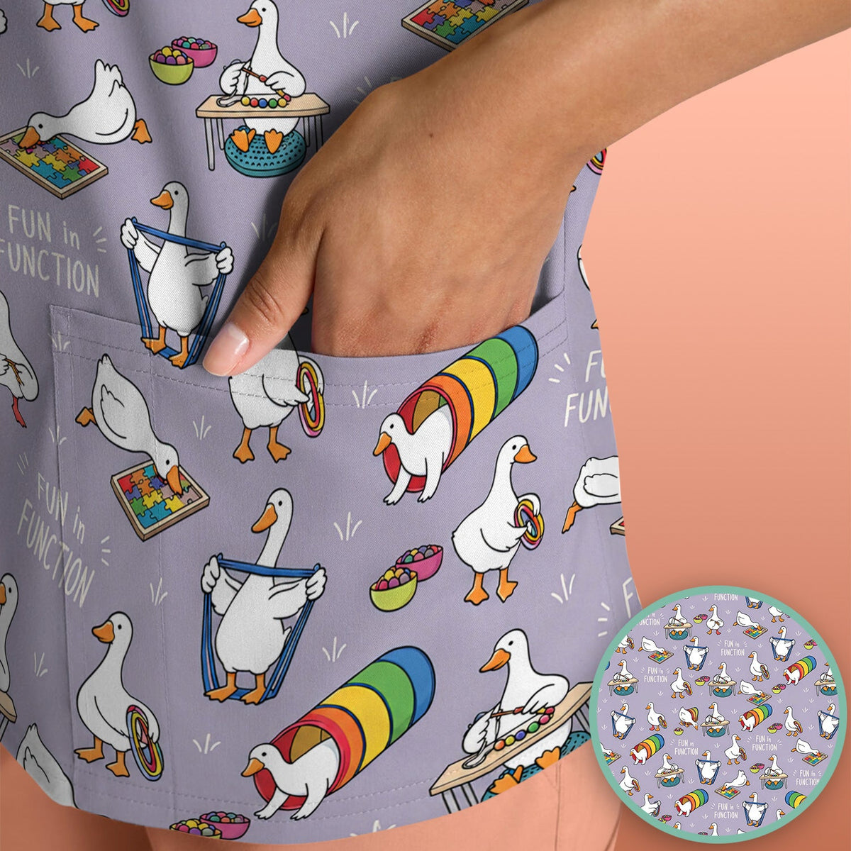 Fun In Function Occupational Therapy Duck Nurse Scrub Top