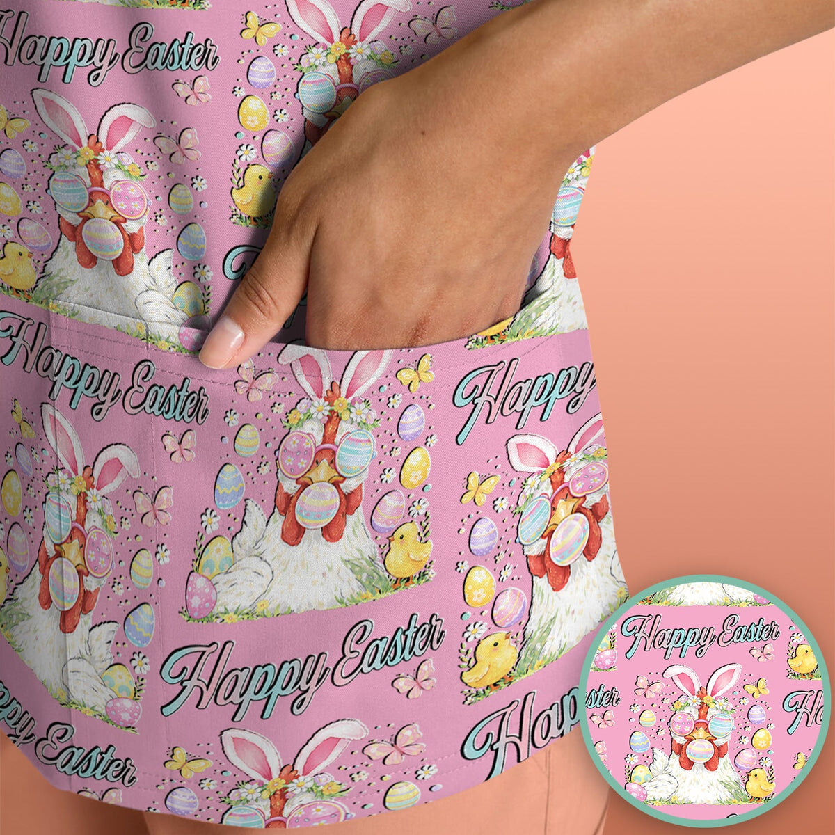 Bunny Eggs Nurse Scrub Top - Easter Gift