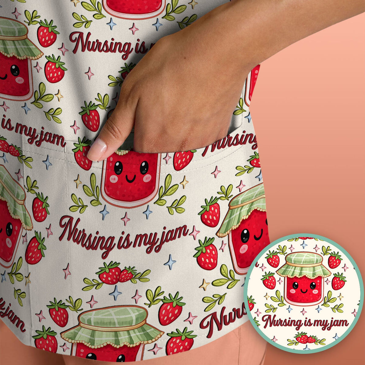 Strawberry Jam Nurse Scrub Top