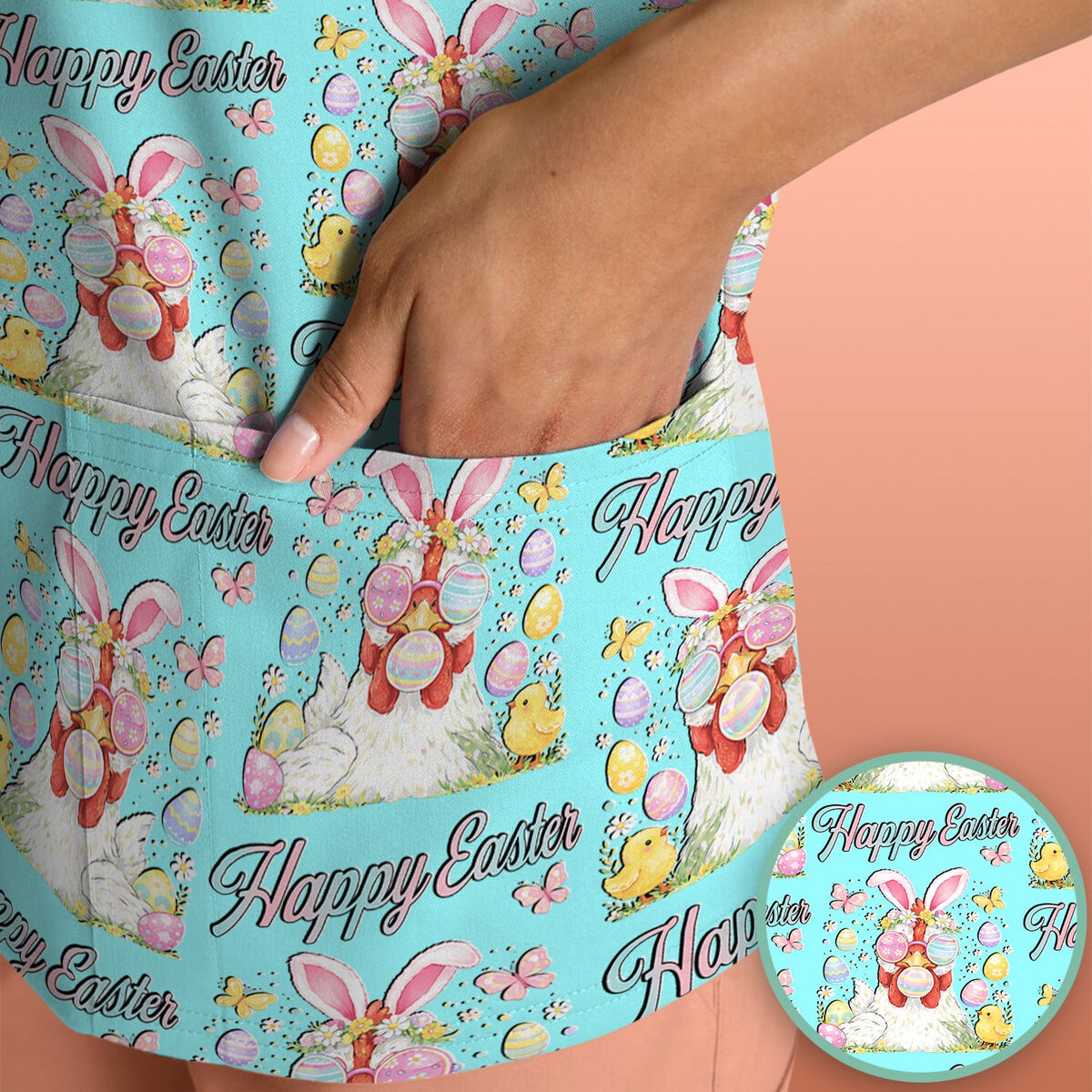Bunny Eggs Nurse Scrub Top - Easter Gift