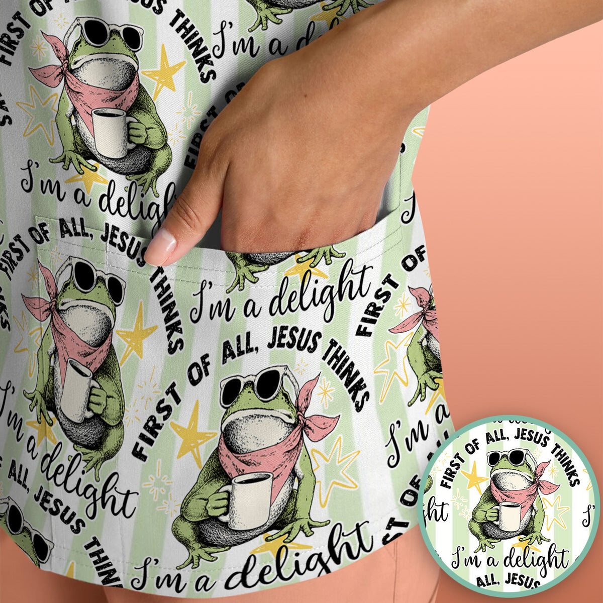 Frog Coffee Quote Nurse Scrub Top