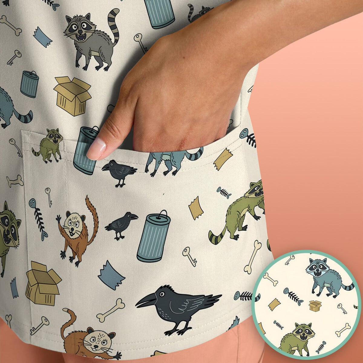 Trash Raccoon Nurse Scrub Top