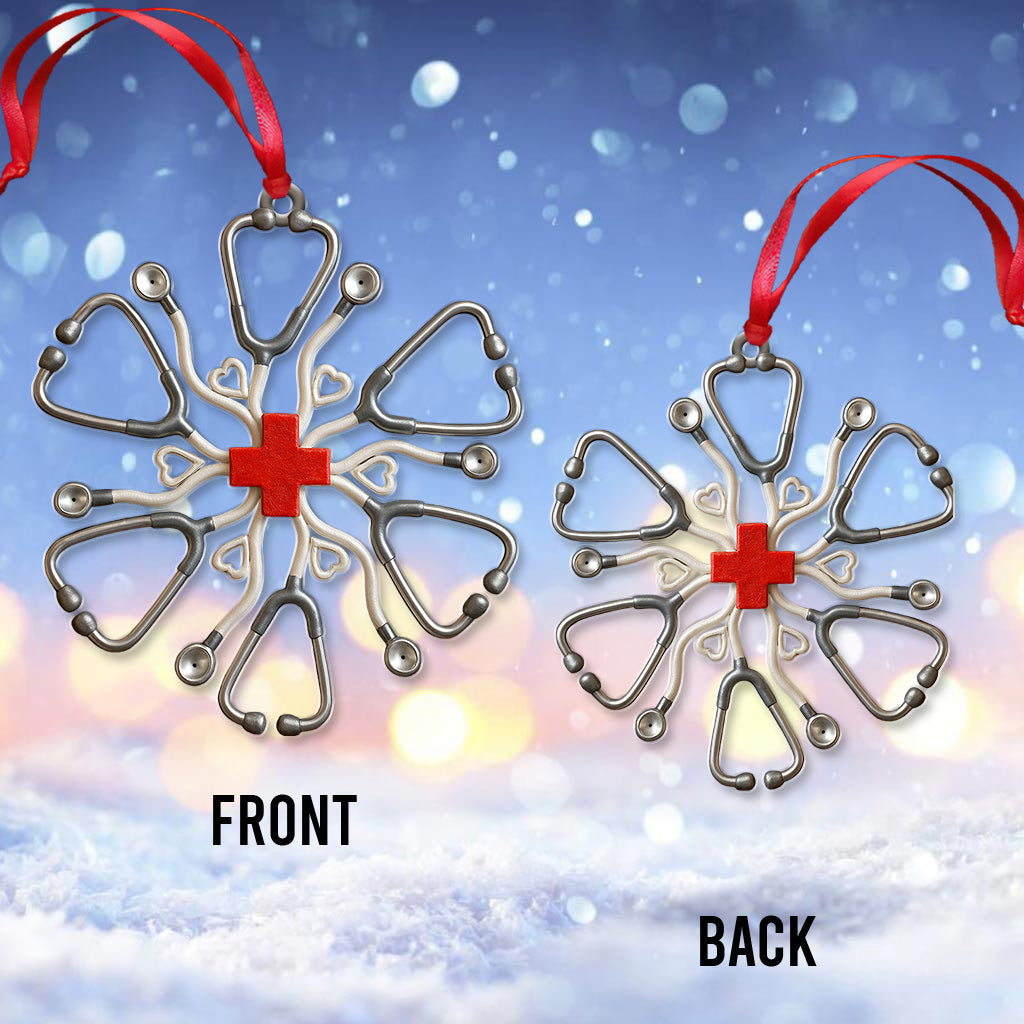 Personalized Stethoscope Snowflake Christmas Nurse Ornament
