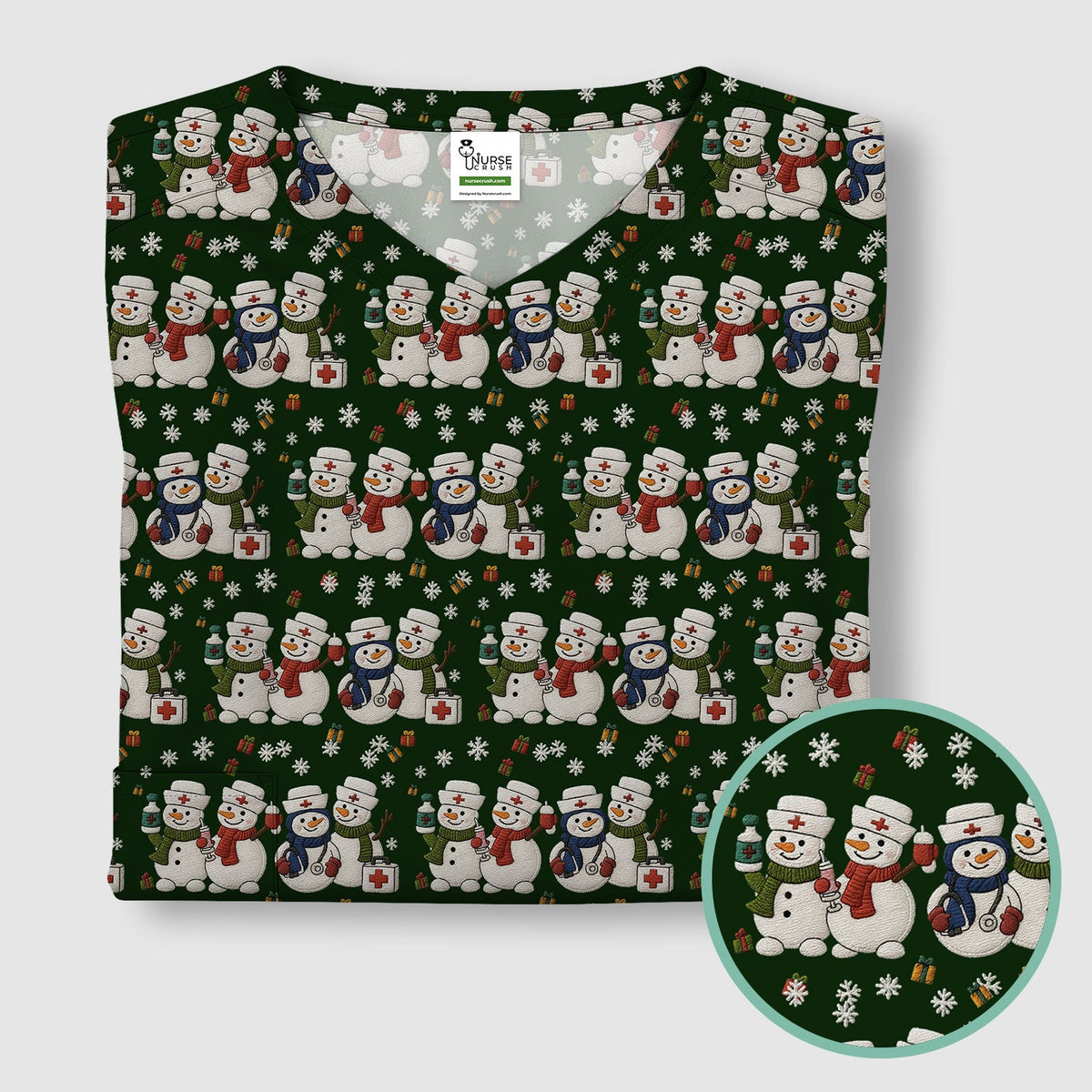 Snowman Nurse Scrub Top - Christmas Gift