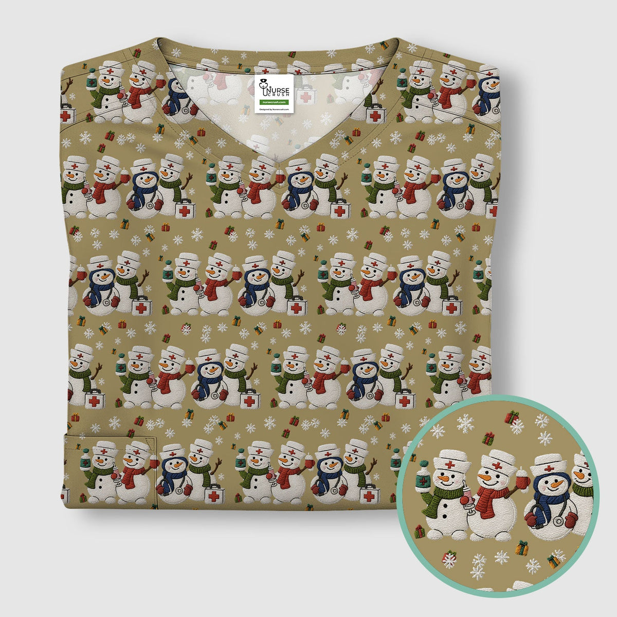 Snowman Nurse Scrub Top - Christmas Gift