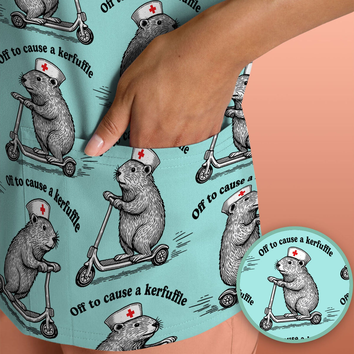 Mouse Scooter Nurse Scrub Top