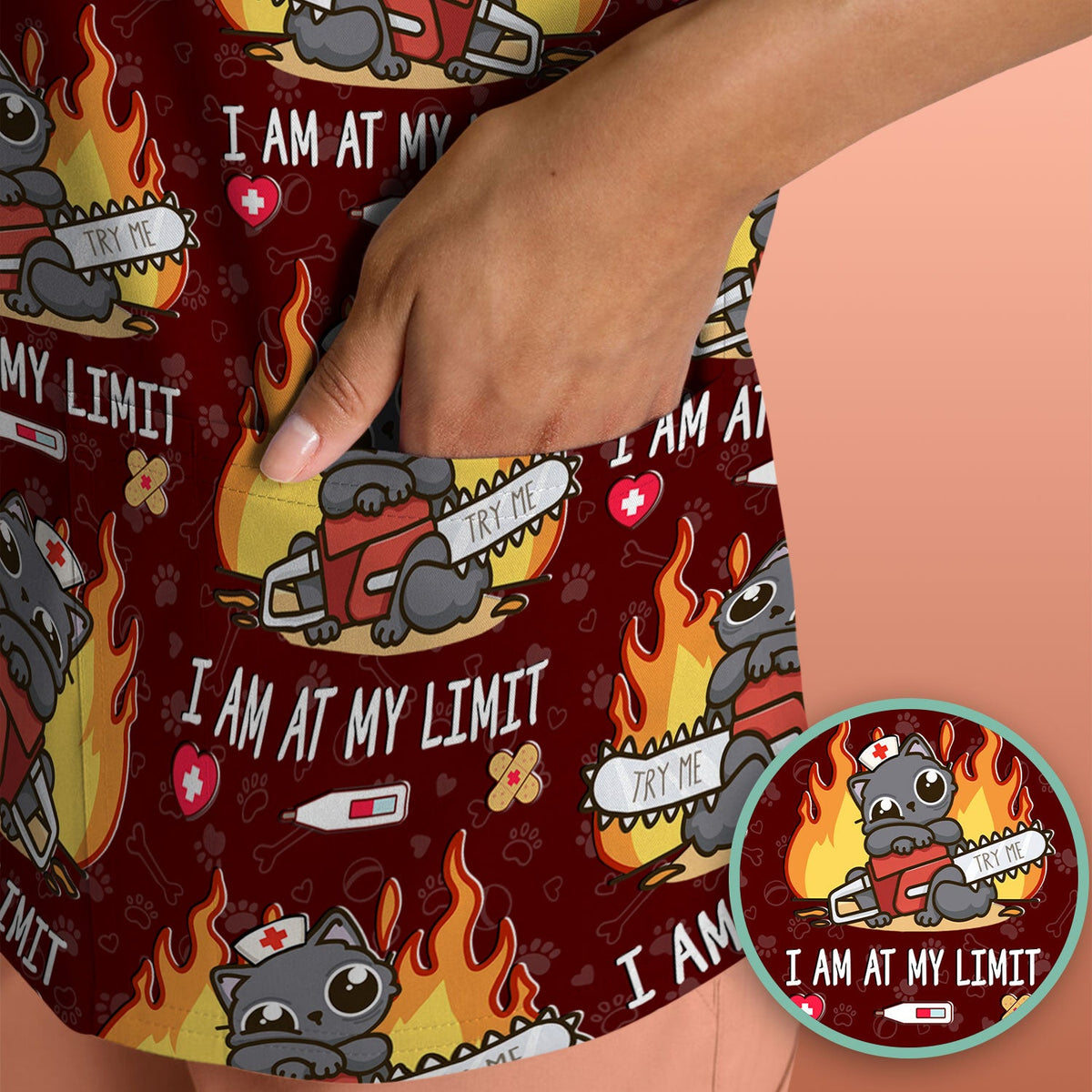 Cat I Am At My Limit Nurse Scrub Top