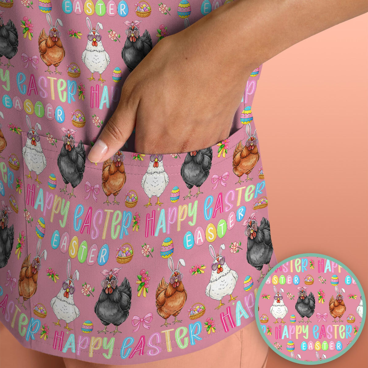 Bunny Eggs Nurse Scrub Tops - Easter Gift