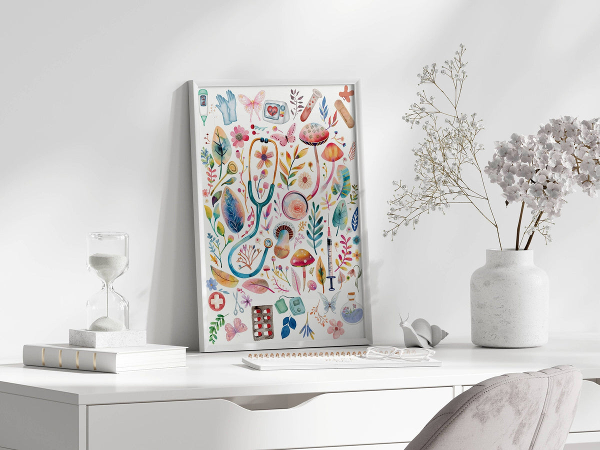 Watercolor Nurse Tools Garden Canvas