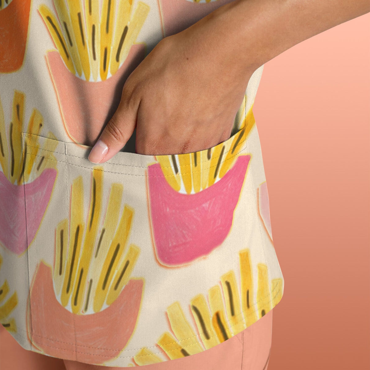 French Fries Nurse Scrub Top