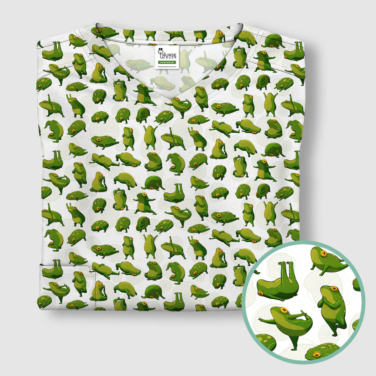 Frog Cartoon Nurse Scrub Top