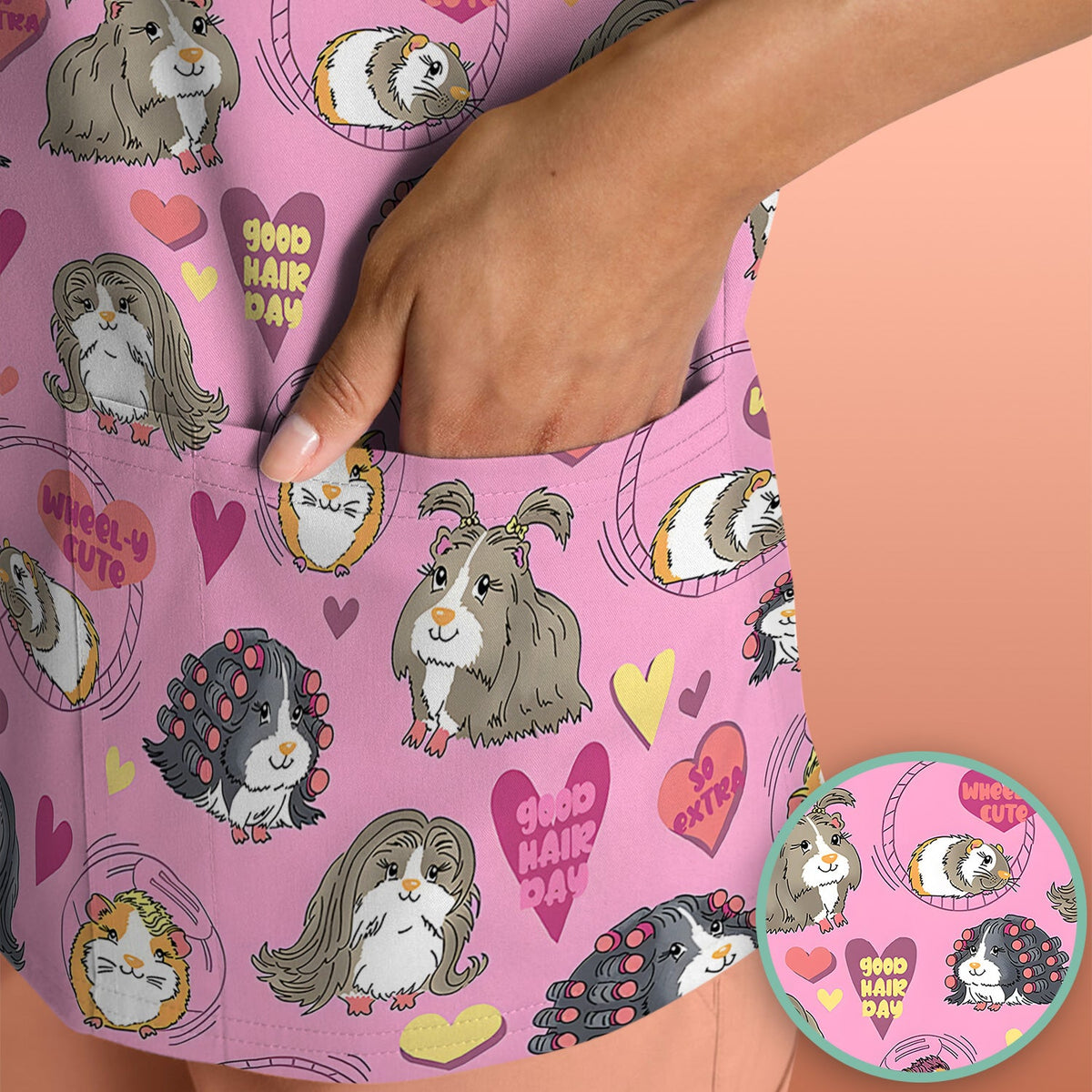 Guinea Pig Heart Nurse Scrub Top