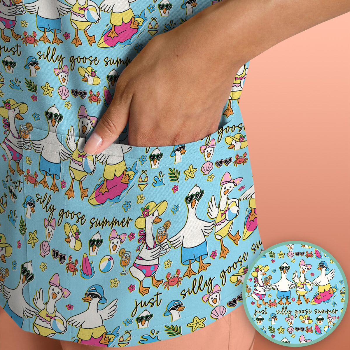 Silly Goose Summer Nurse Scrub Top