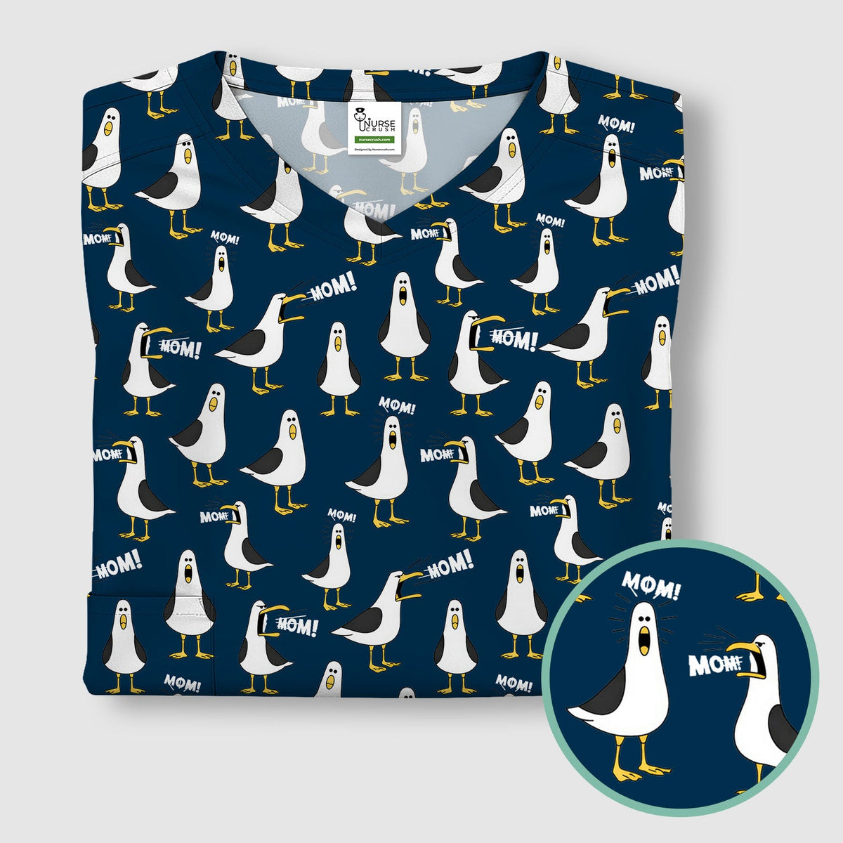 Seagull Mom Nurse Scrub Top
