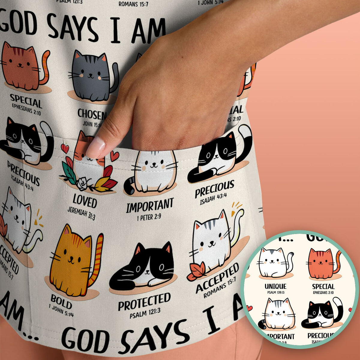 Cat God Says I Am Nurse Scrub Top