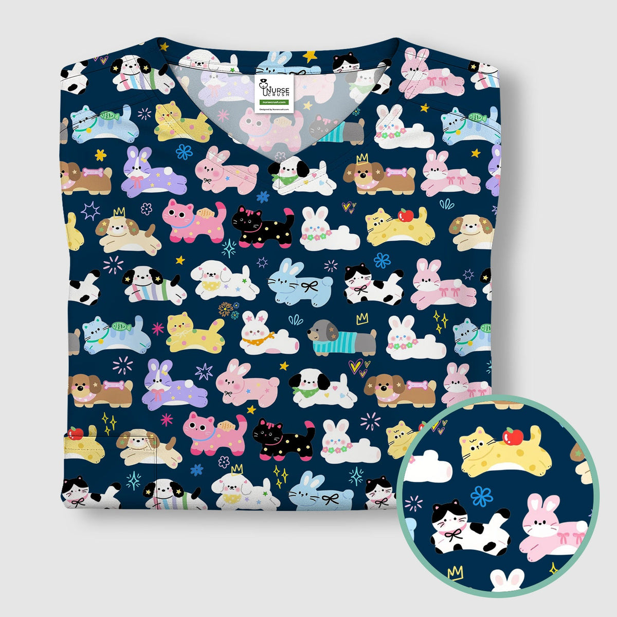 Kawaii Animal Nurse Scrub Top
