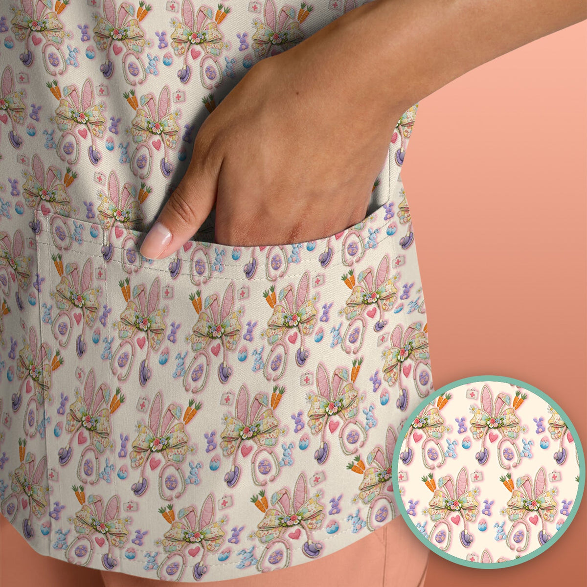 Bunny Stethoscope Nurse Scrub Top - Easter Gift