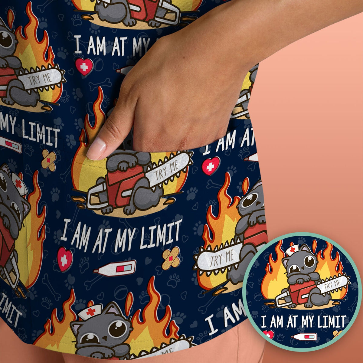 Cat I Am At My Limit Nurse Scrub Top