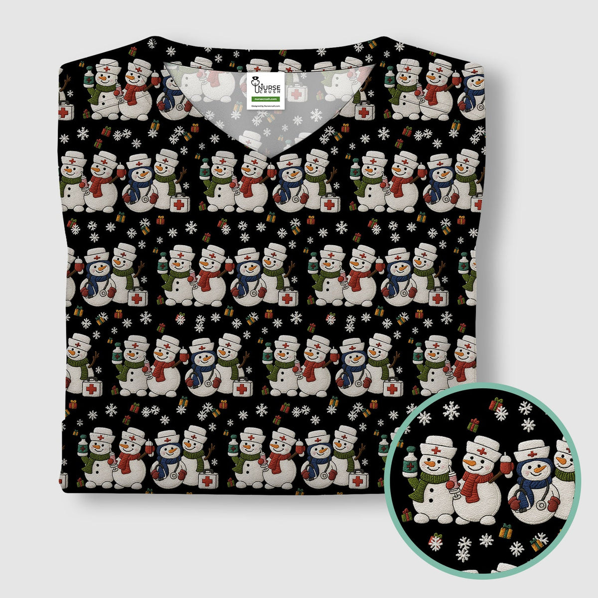 Snowman Nurse Scrub Top - Christmas Gift