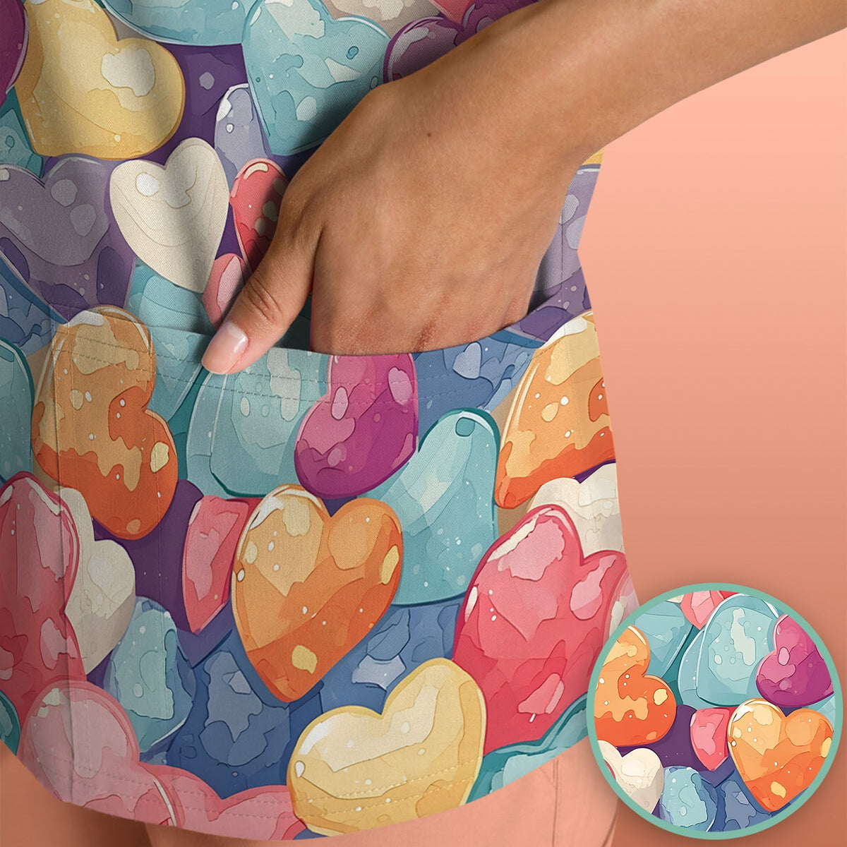 Sweet Valentine Heart Pediatric Nurse Scrub Top