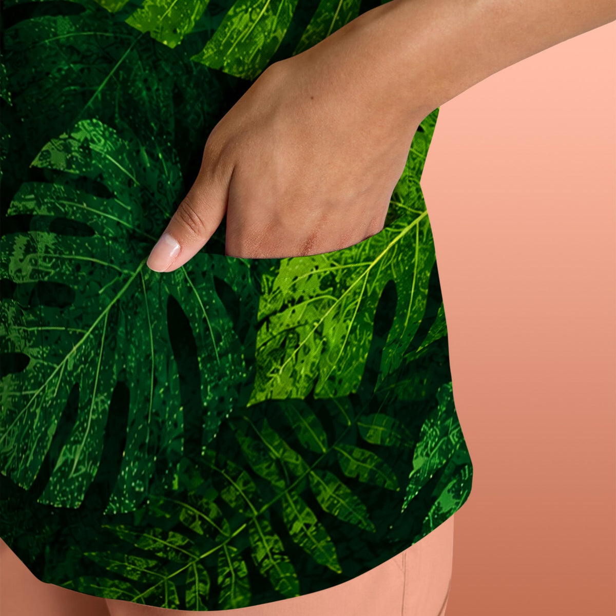 Raccoon Tropical Leaf Nurse Scrub Top
