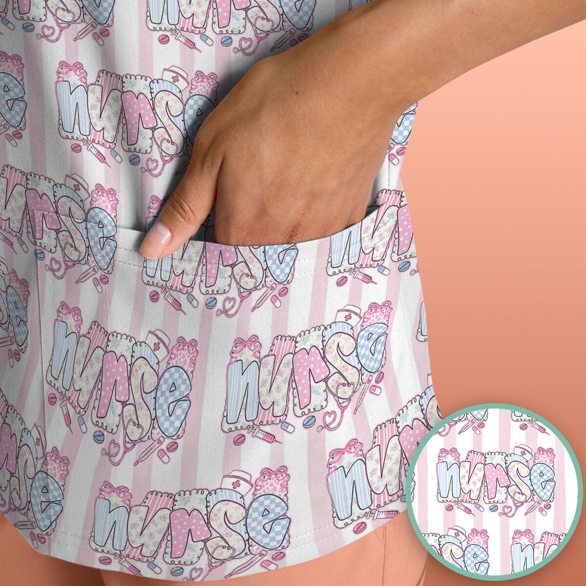 Pastel Nurse Scrub Top