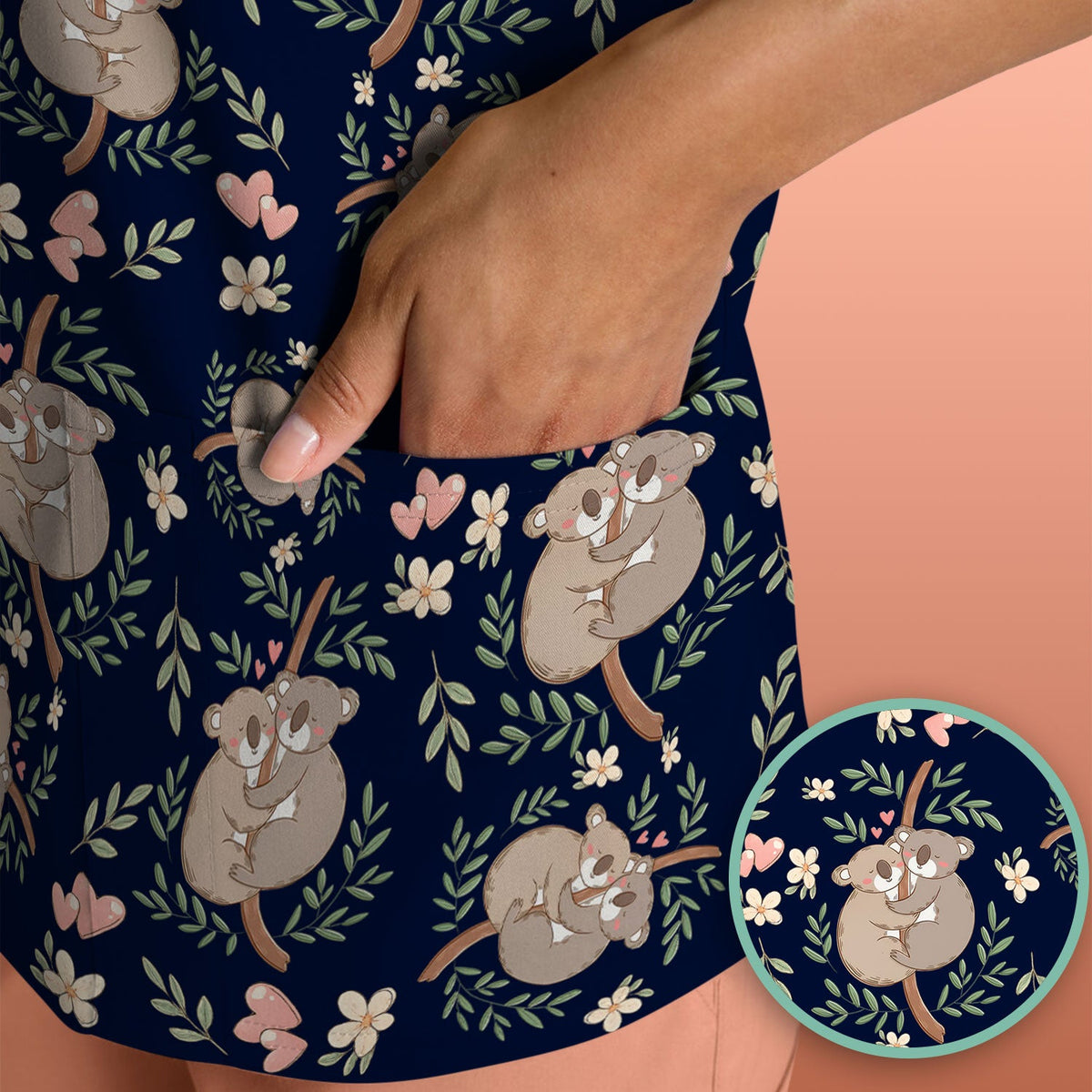 Koala Love Nurse Scrub Top