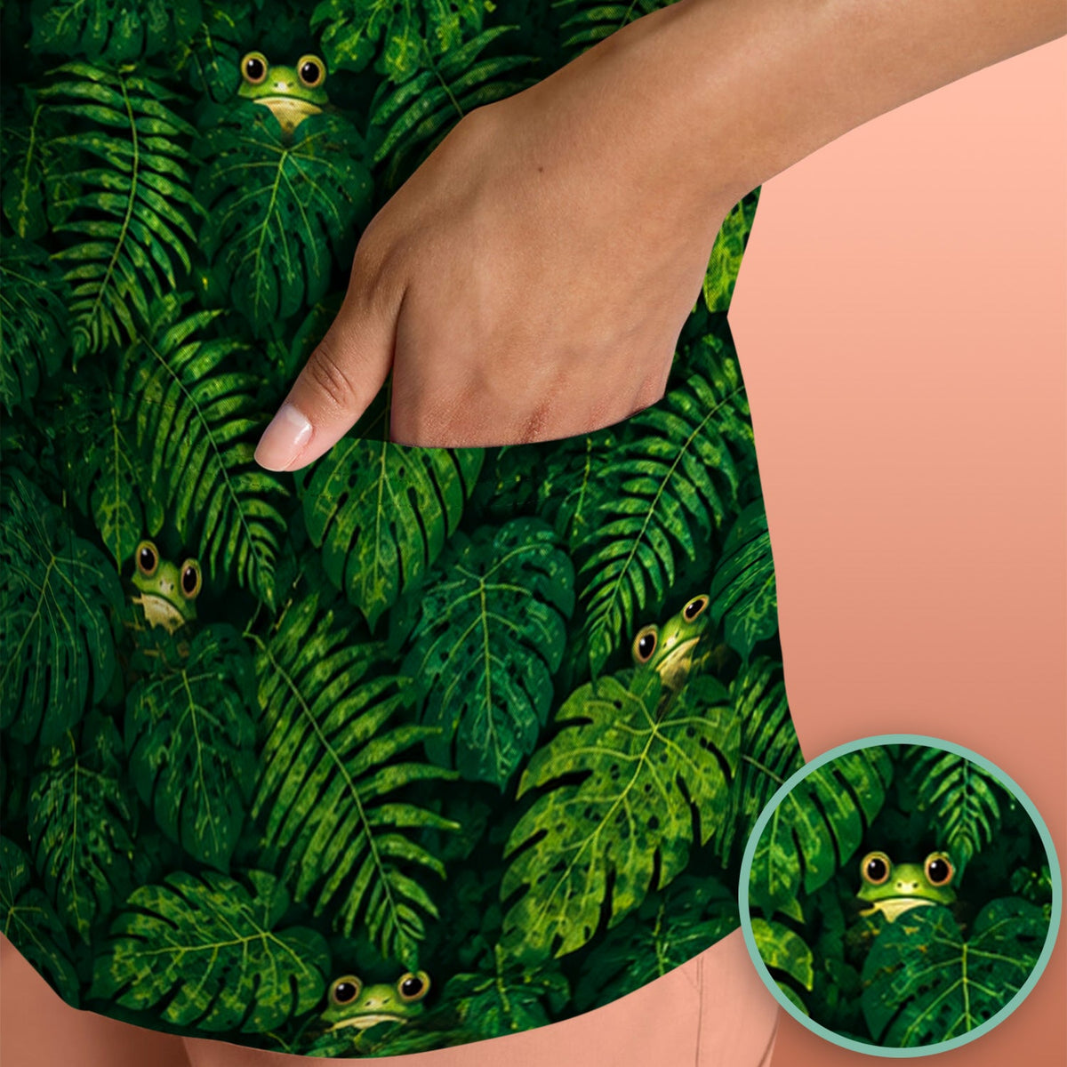 Hidden Frog Jungle Nurse Scrub Top