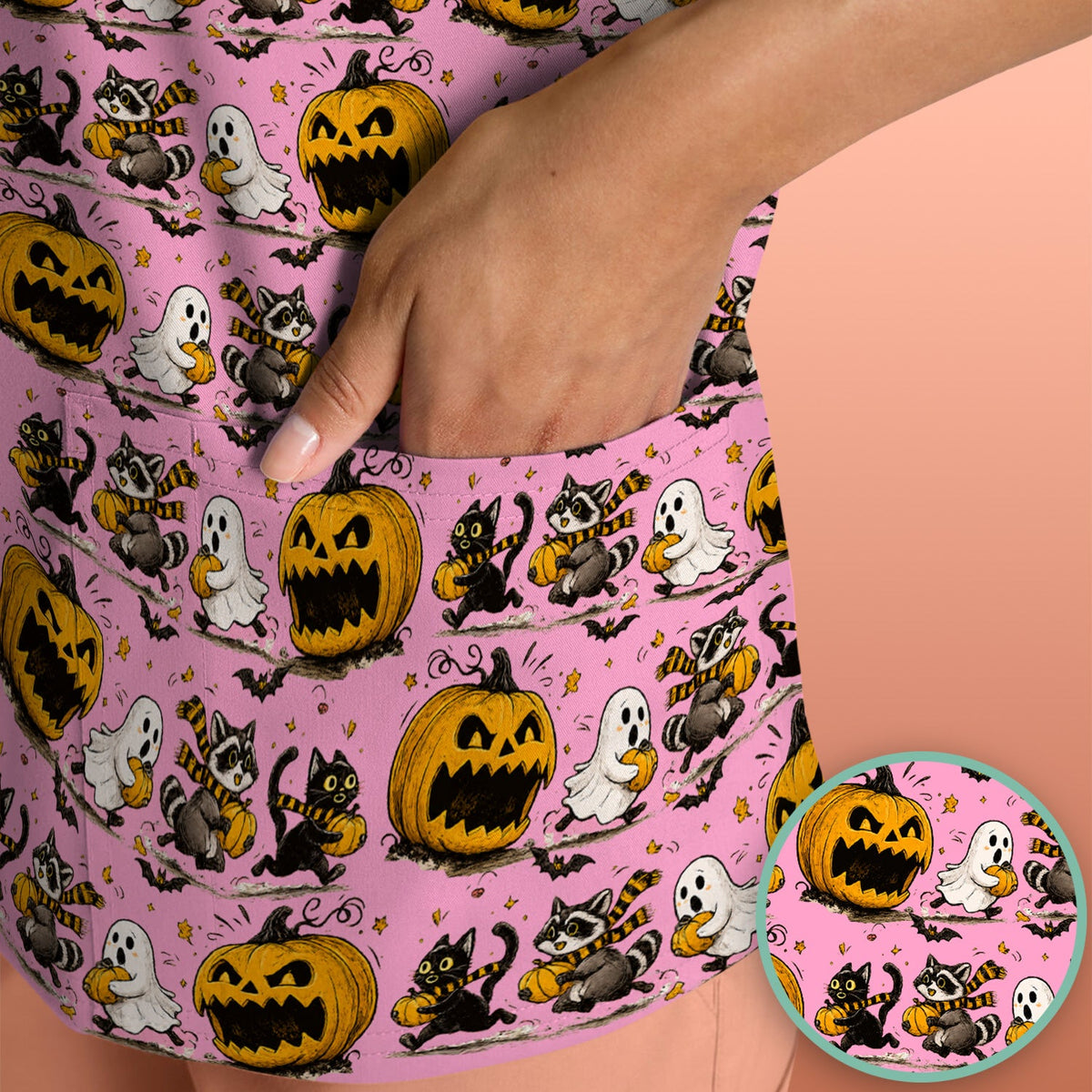 Spooky Woodland Critters Nurse Scrub Top