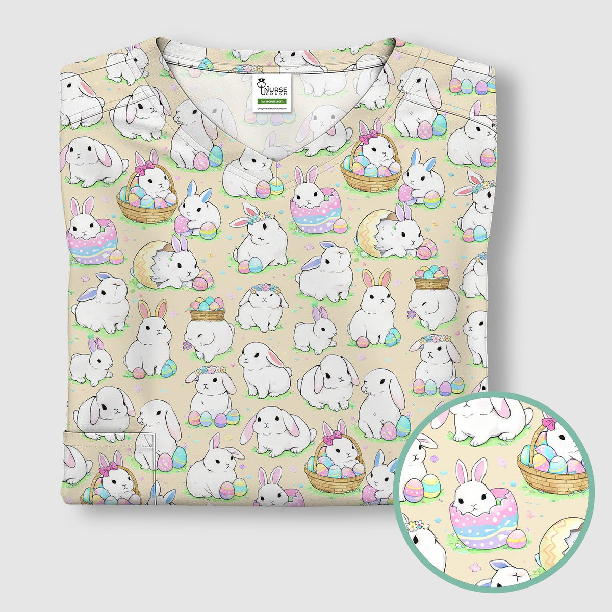 Bunny Egg Nurse Scrub Top - Easter Gift