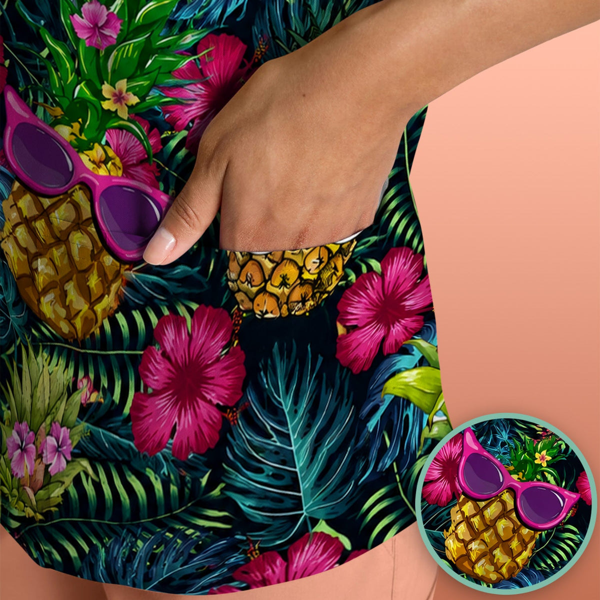 Tropical Pineapple Sunglasses Nurse Scrub Top