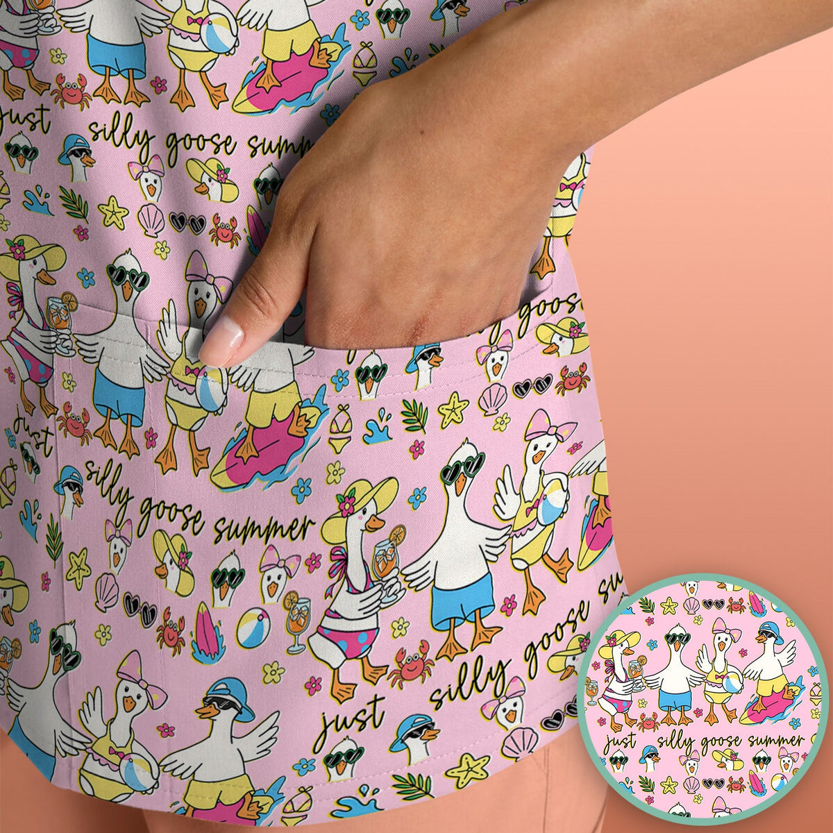 Silly Goose Summer Nurse Scrub Top