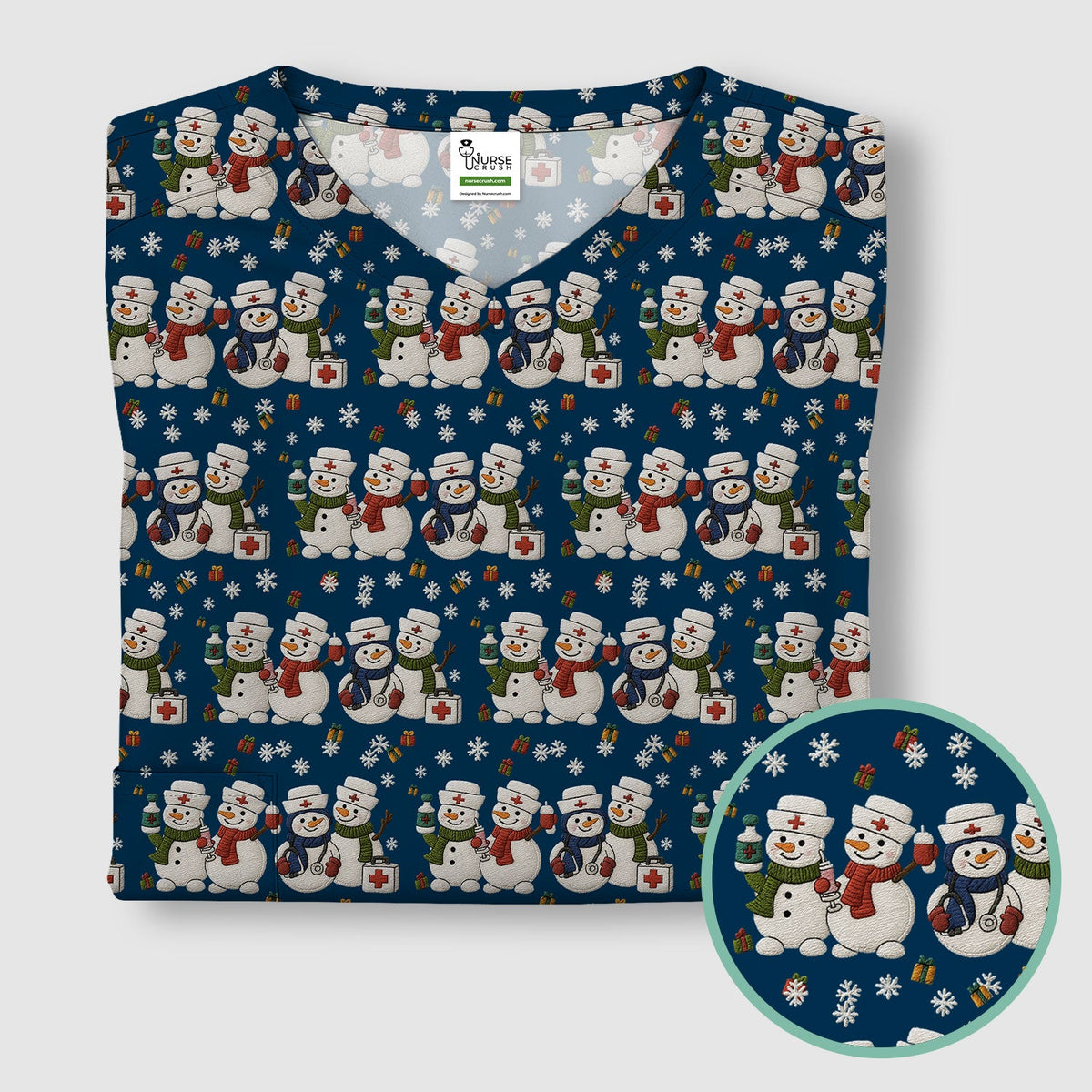 Snowman Nurse Scrub Top - Christmas Gift