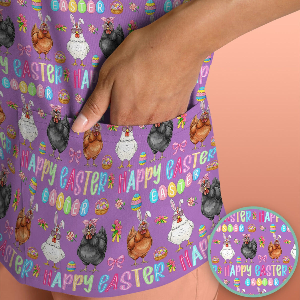 Bunny Eggs Nurse Scrub Tops - Easter Gift