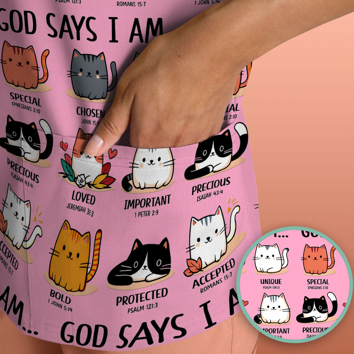 Cat God Says I Am Nurse Scrub Top