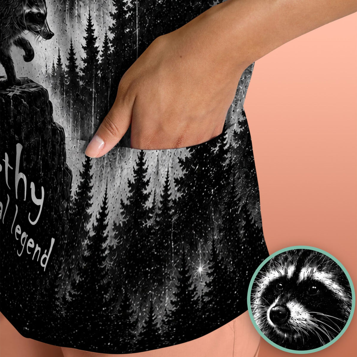Moonlit Jimothy Raccoon Forest Nurse Scrub Top