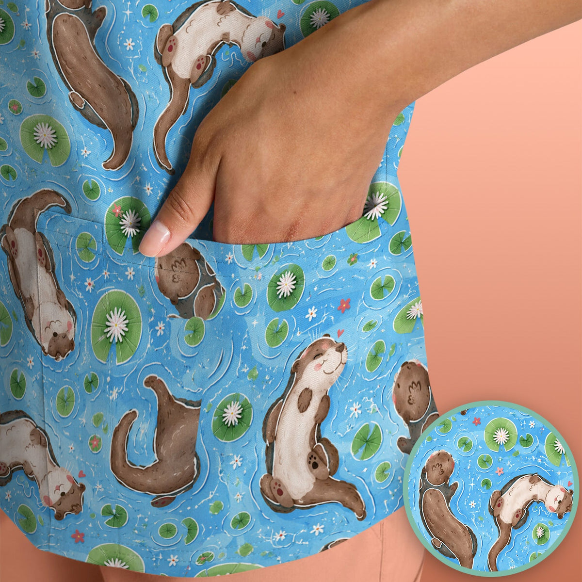 Otter Lily Pond Nurse Scrub Top