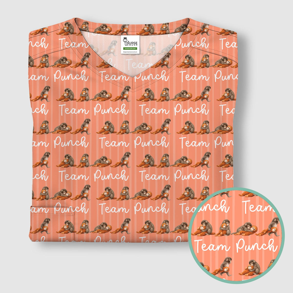 Monkey Team Punch Nurse Scrub Top