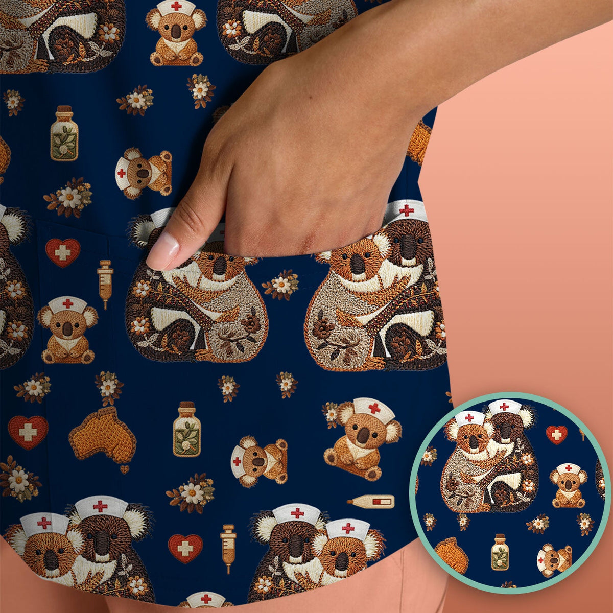 Koala Nurse Scrub Top - Valentines Day Gift