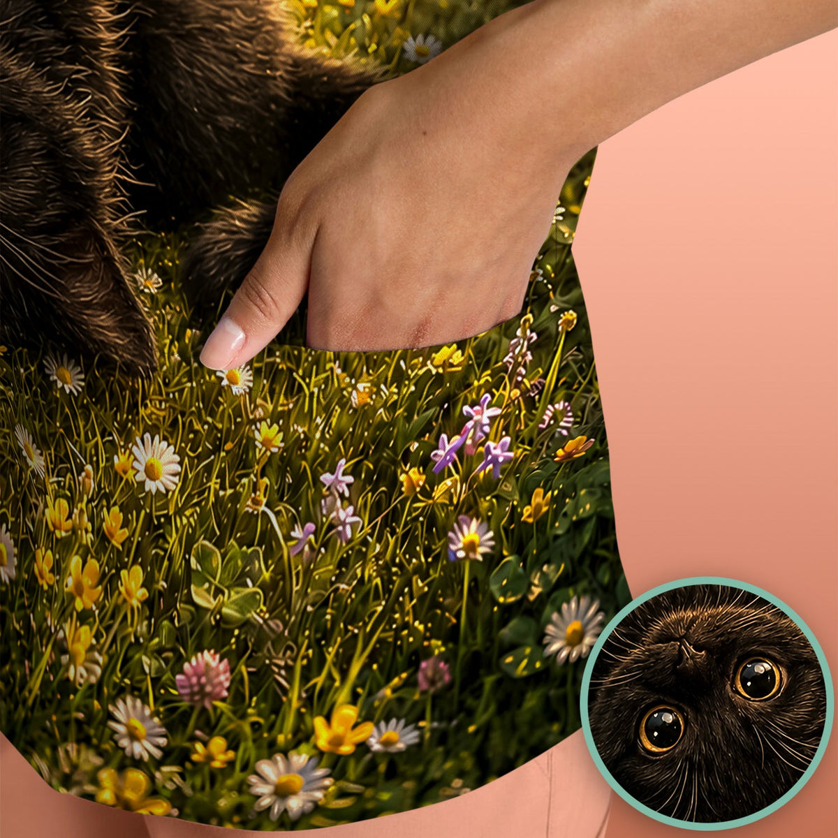 Upside Down Black Cat Meadow Nurse Scrub Top