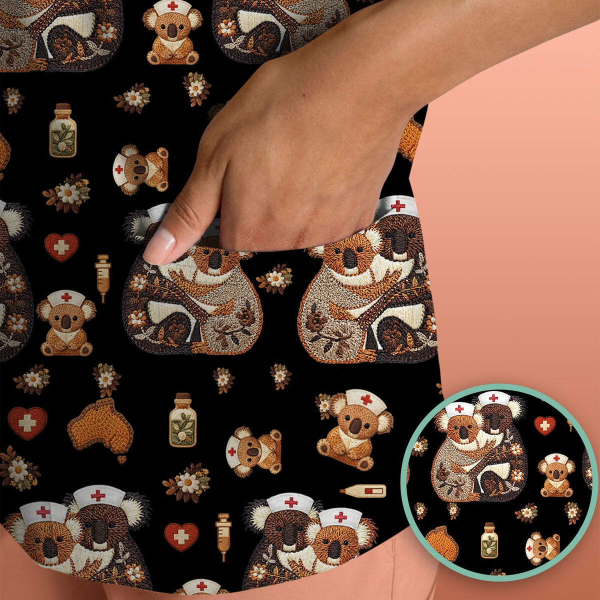 Koala Nurse Scrub Top - Valentines Day Gift