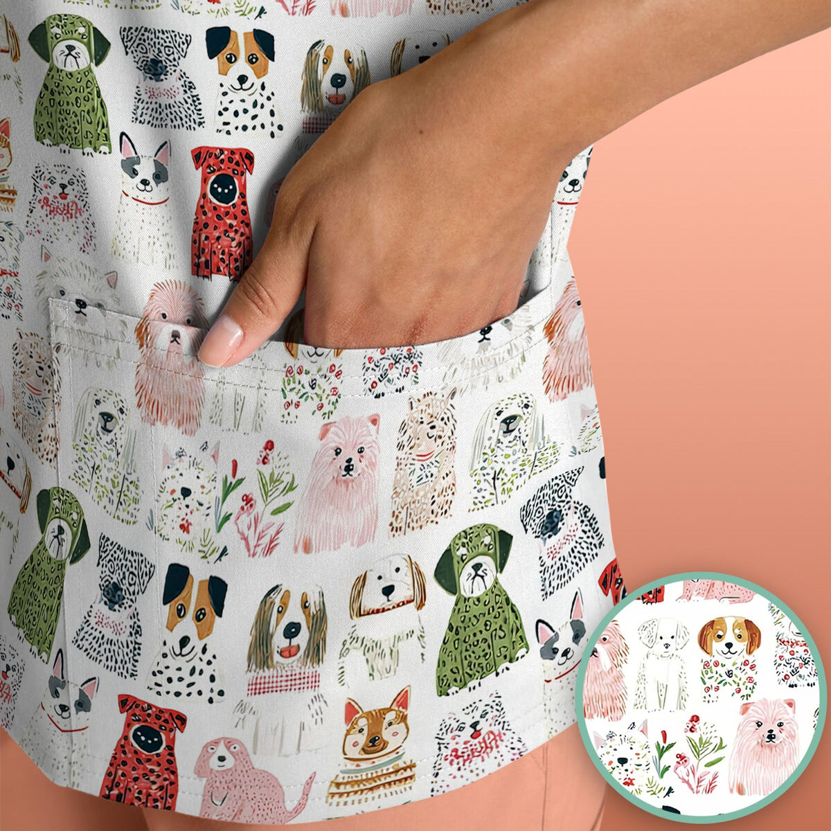 Dog Breeds Nurse Scrub Top