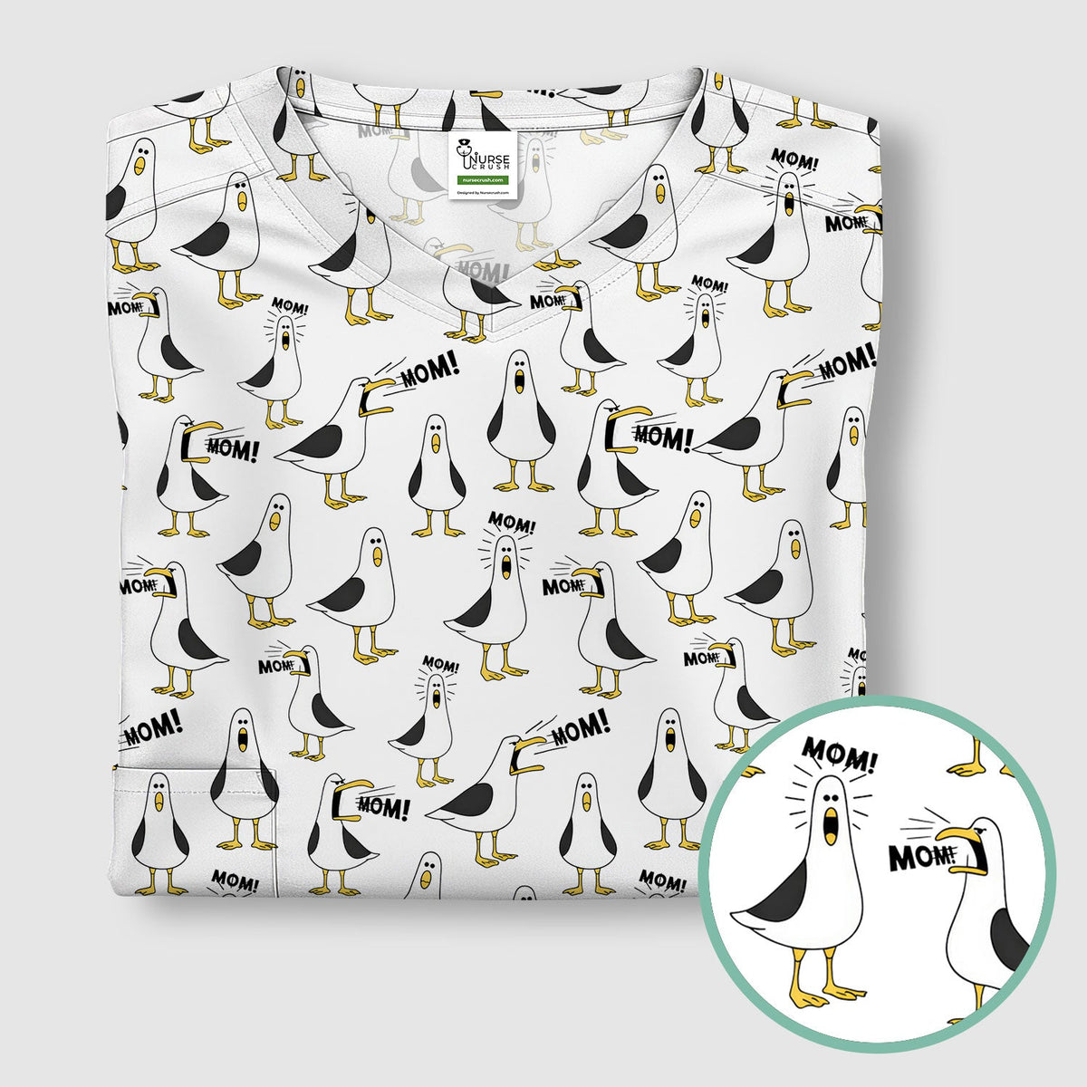Seagull Mom Nurse Scrub Top